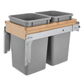 Rev-A-Shelf Dual Pullout Under Cabinet Trash Can with Soft-Close Slides, 27 Qt Garbage Bin for 12 x 1.5 Face Frame, Silver,4WCTM