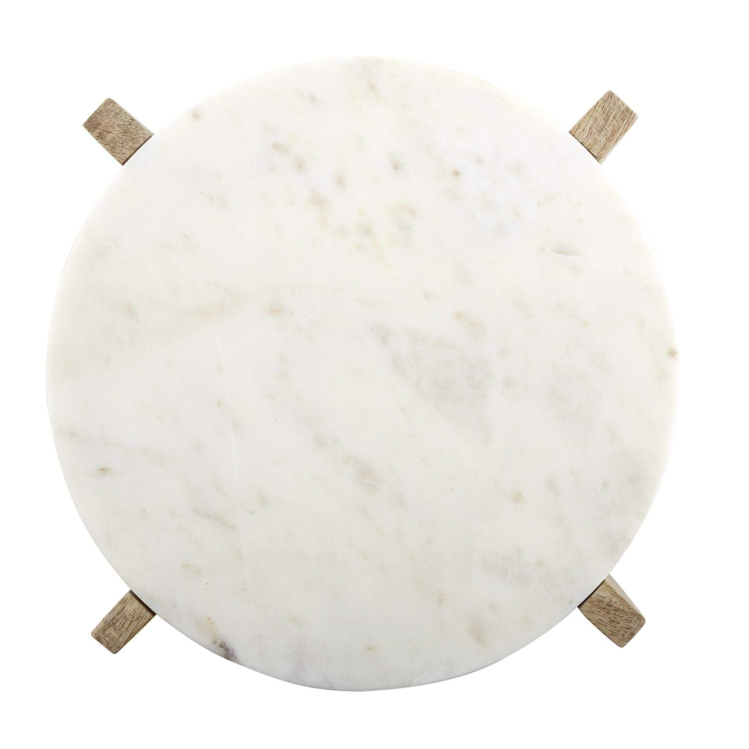 Santa Barbara Design Studio Table Sugar Round Marble Tray With Mango Wood Stand, 11-Inches, Natural