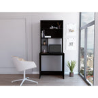 Xalo Computer Hutch Desk, Lower Shelf, 4 Shelves, Black