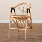 bali & pari Cyntia Bohemian Natural Rattan Counter Stool, Natural/Black (235-13349-HiT)