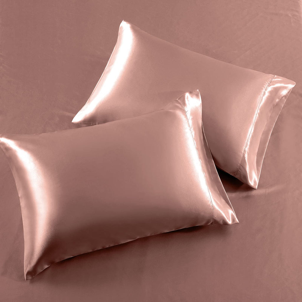 Siinvdabzx 3-Piece Set Satin King Fitted Sheet & 2 Pillowcase, Champagne Silky Soft Fitted Bottom Sheet, Wrinkle Free, Fade Resi