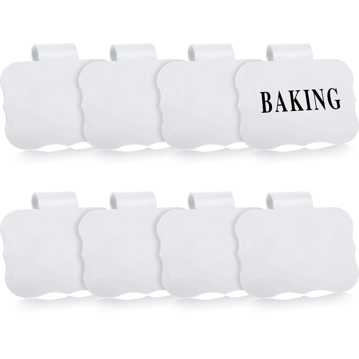 Zonon 8 Pieces Kitchen Clip Label Holders Removable Acrylic Bin Clips With 40 Pieces Pantry Labels Stickers For Storage Baskets