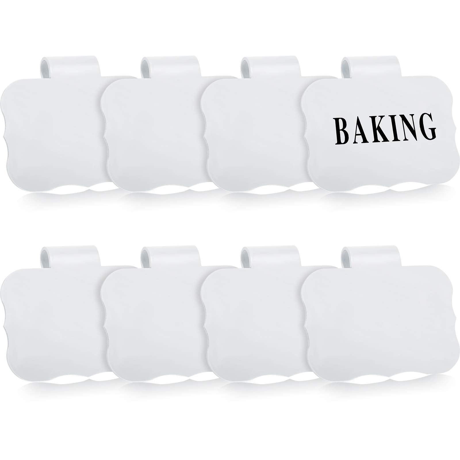 Zonon 8 Pieces Kitchen Clip Label Holders Removable Acrylic Bin Clips With 40 Pieces Pantry Labels Stickers For Storage Baskets