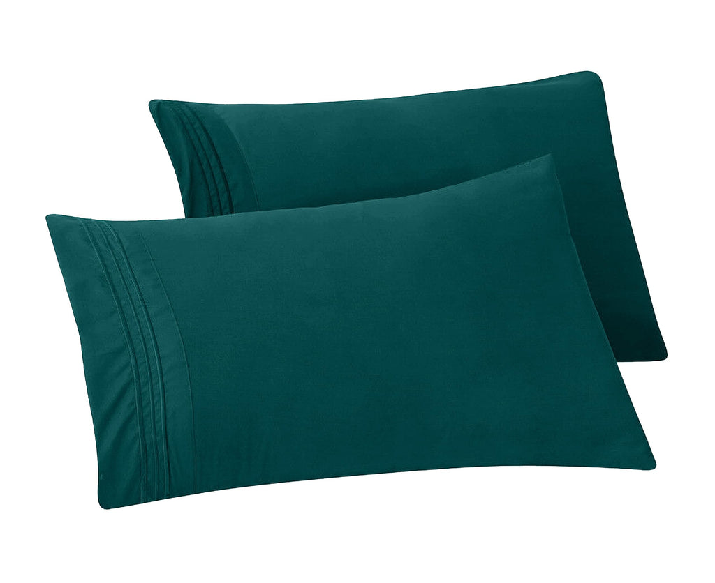 Elegant Comfort Solid Pillowcases 1500 Premium Hotel Quality Microfiber - Smooth Weave, Wrinkle And Fade Resistant, Easy Slip-On, 2-Piece Set, King Pillowcase, Marine Teal