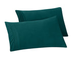 Elegant Comfort Solid Pillowcases 1500 Premium Hotel Quality Microfiber - Smooth Weave, Wrinkle And Fade Resistant, Easy Slip-On, 2-Piece Set, King Pillowcase, Marine Teal