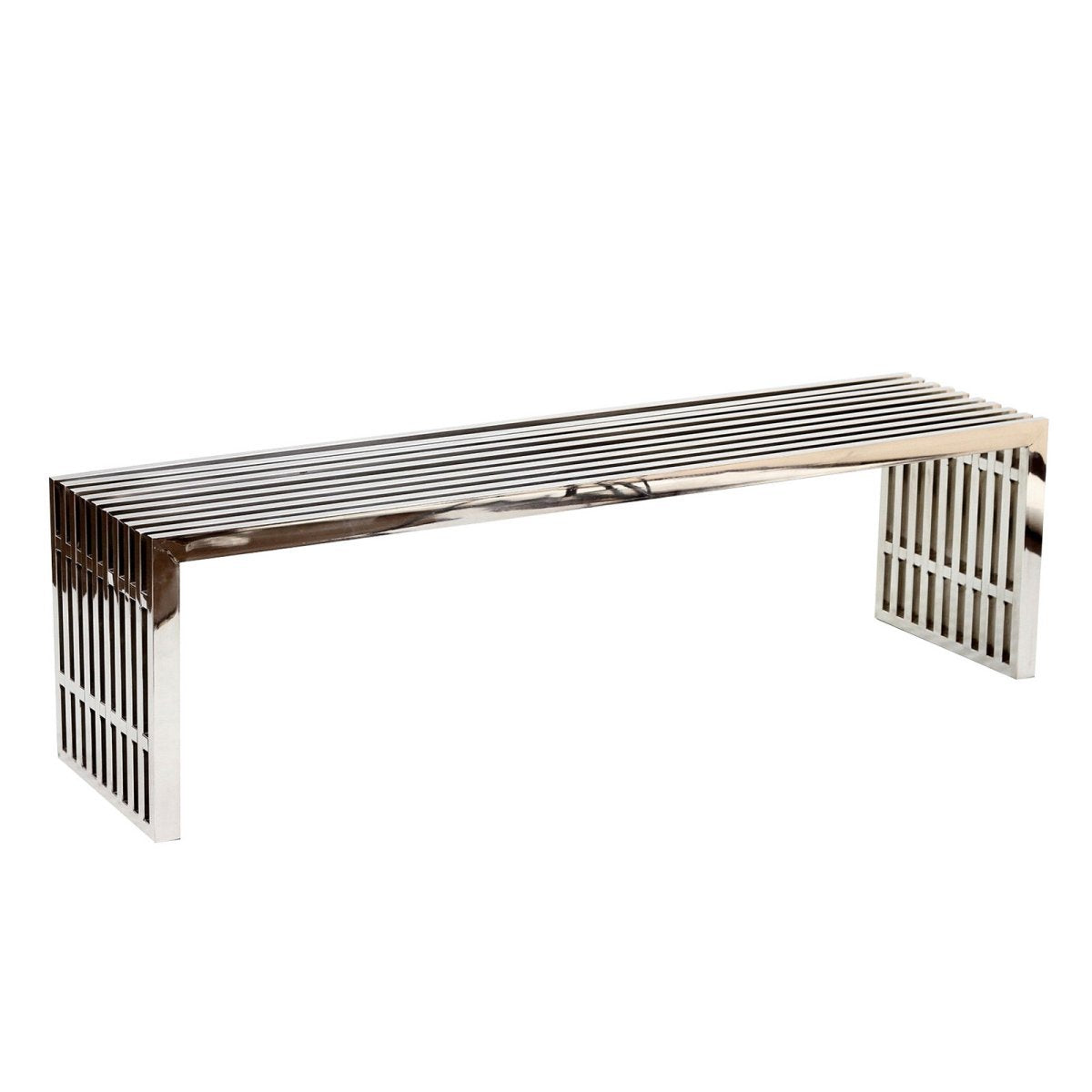 Gridiron Silver Large Stainless Steel Bench by Modway