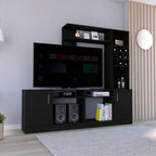 Depot E-Shop King Entertainment Center For Tvs Up 60&Quot; With 2 Cabinets, 7 External Shelves, And 6 Cubbies, Black