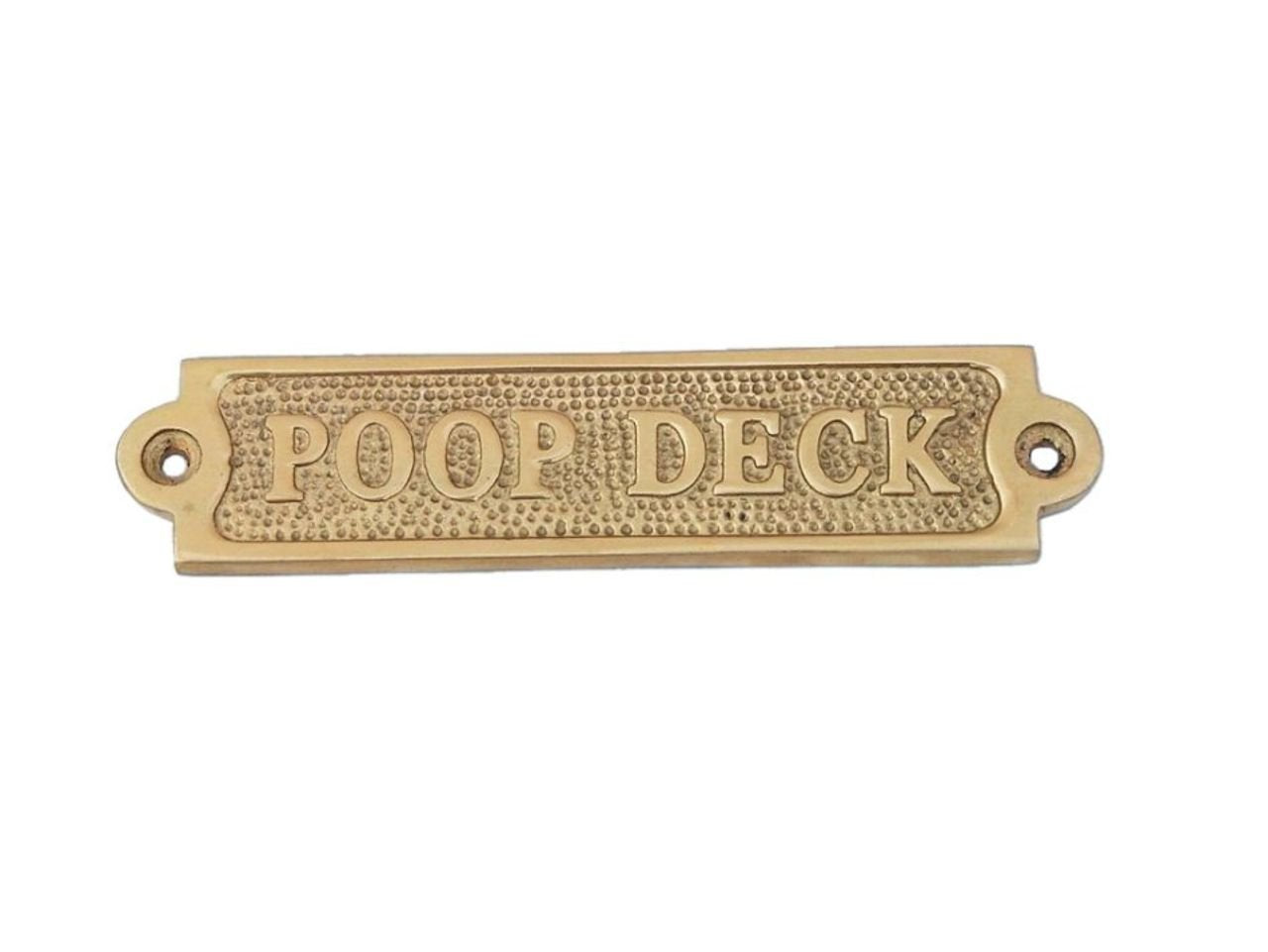 New Age Imports, Inc. Brass Poop Deck Sign 6 - Solid Brass Wall Plaque - Novelty Sign