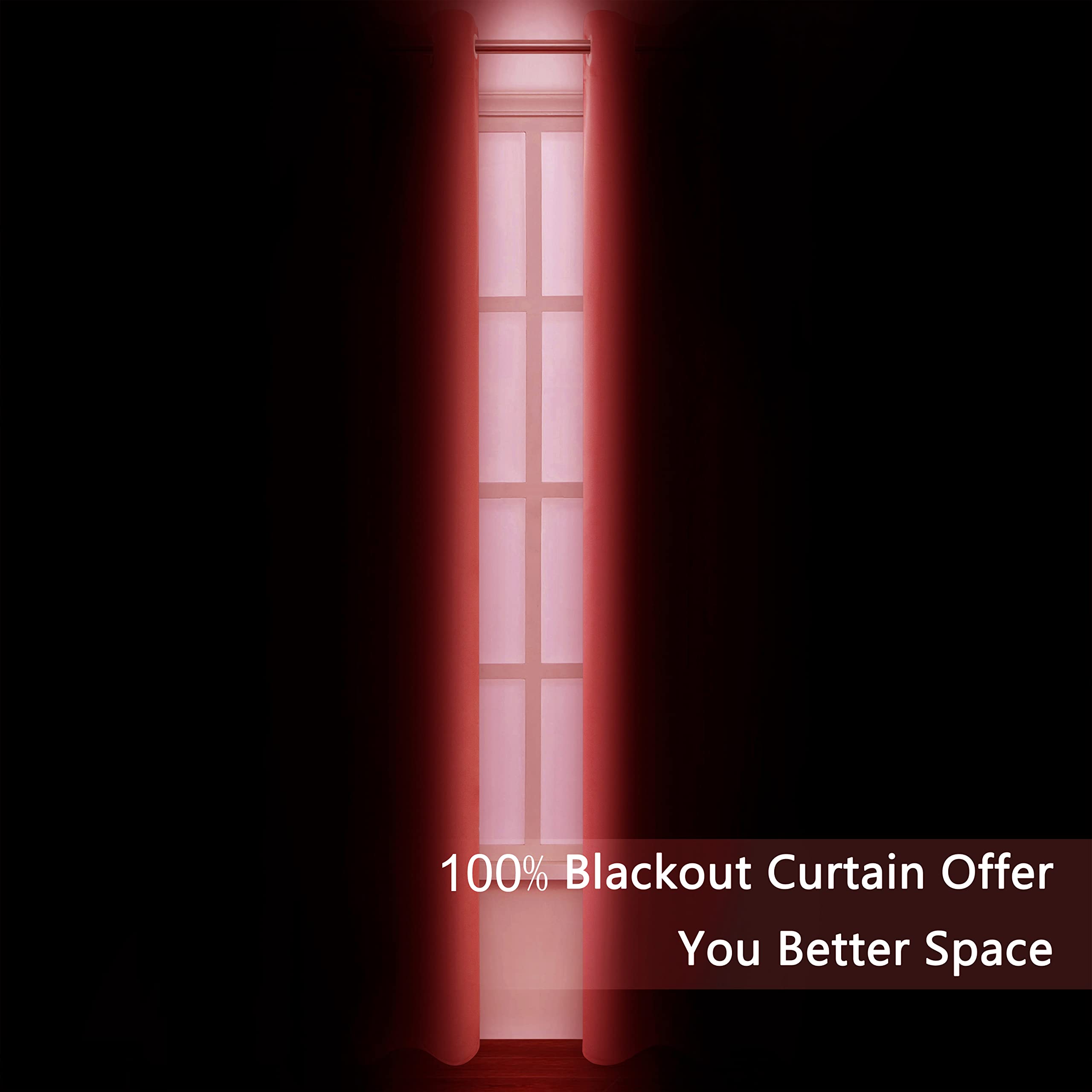 Lemomo Bright Red Thermal 100% Blackout Curtains/52 X 95 Inch/Set Of 2 Panels Room Darkening Curtains For Bedroom And Living Roo