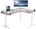 VIVO Electric Corner 63 x 47 inch L-Shaped Standing Desk, Memory Height Adjustment, Dark Gray Top White Frame, DESK-E3CTWG-47