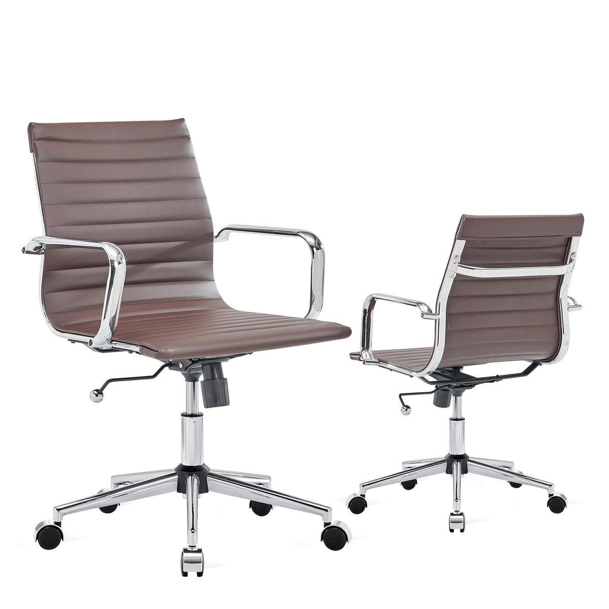 Luxmod Arm Chair, Ergonomic Office Chair With Wheels And Armrests, Adjustable Heavy-Duty Swivel Chair For Home And Office, Wide