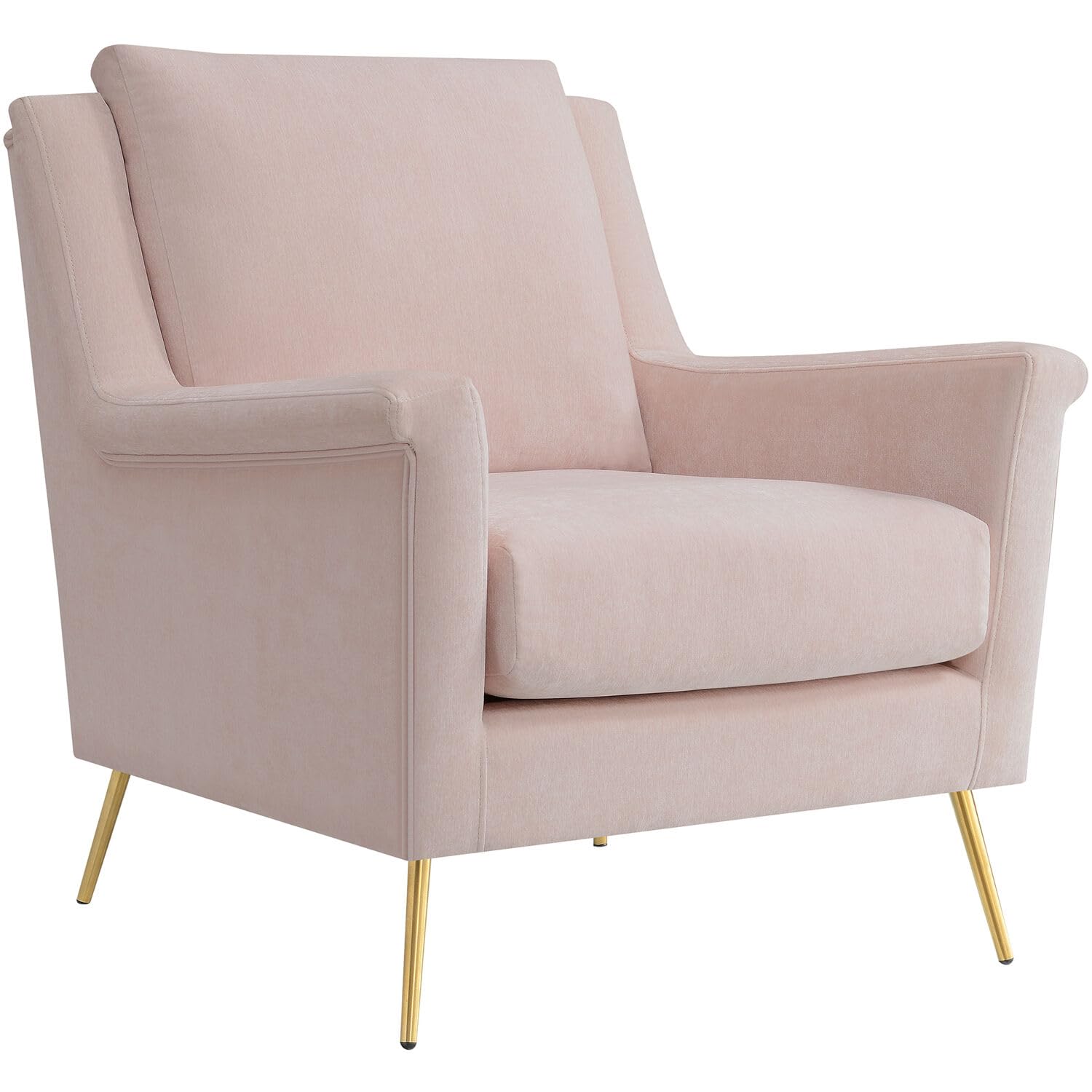Cambridge Blossom Faux Velvet Contemporary Accent Armchair For Plush Cushioned Deep Seating In Reading Corner, Bedroom, Living Room, Nursery, And Office, Blush Pink