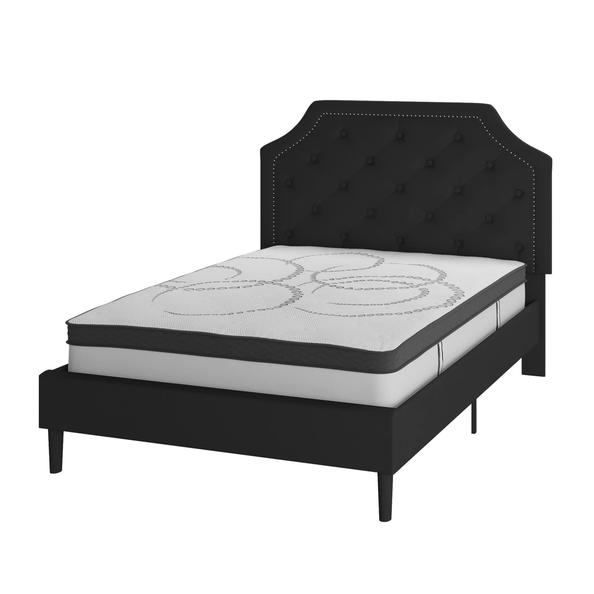 Flash Furniture Upholstered Platform Bed/Mattress Set, Full, Black