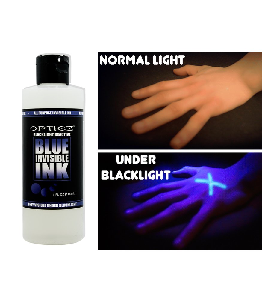 Opticz All Purpose Invisible Blue Uv Blacklight Reactive Security Ink (4 Ounce Bottle)
