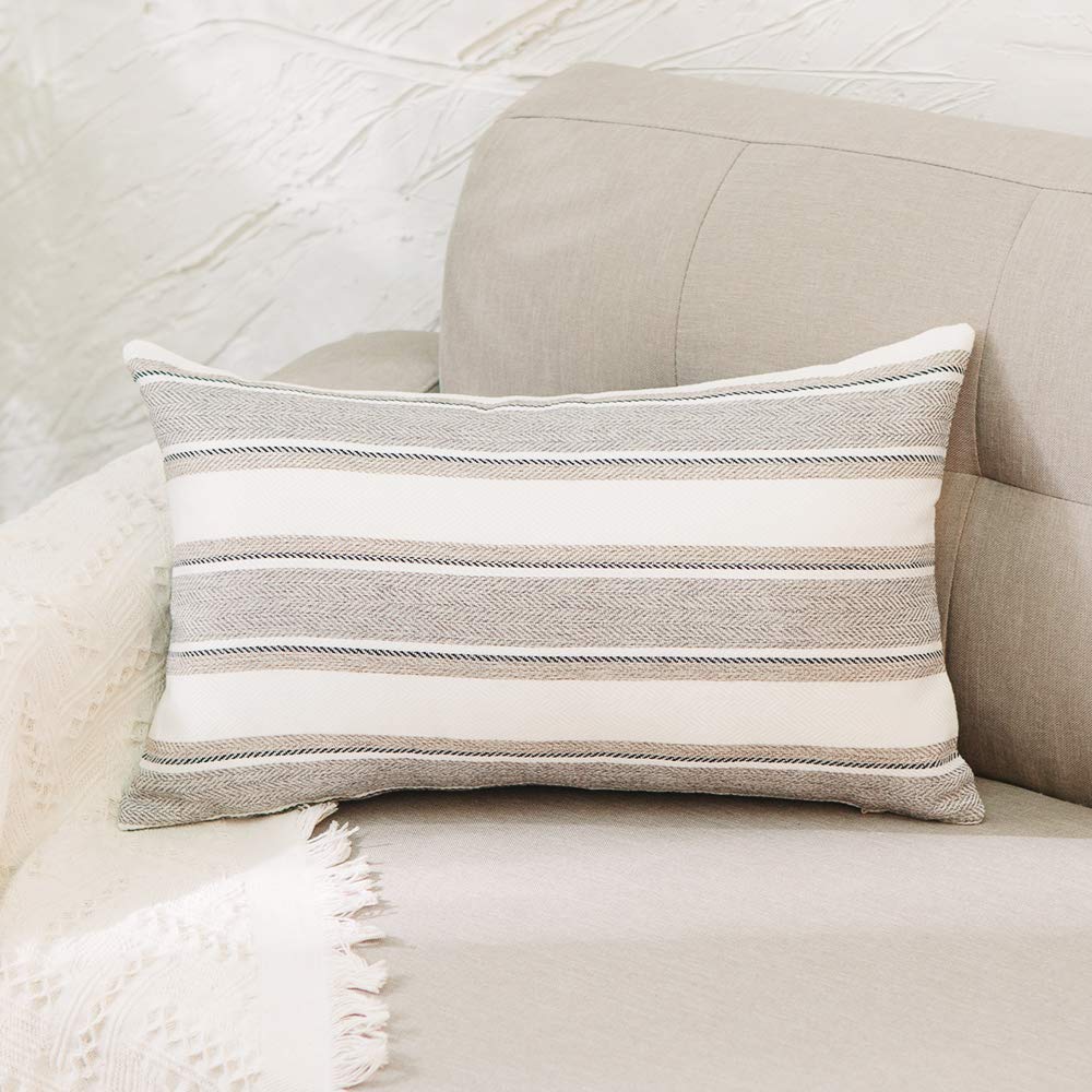 Natus Weaver Stripe Pillow Case Soft Linen Rectangle Decorative Throw Cushion Cover Pillowcase With Hidden Zipper For Sofa 12'