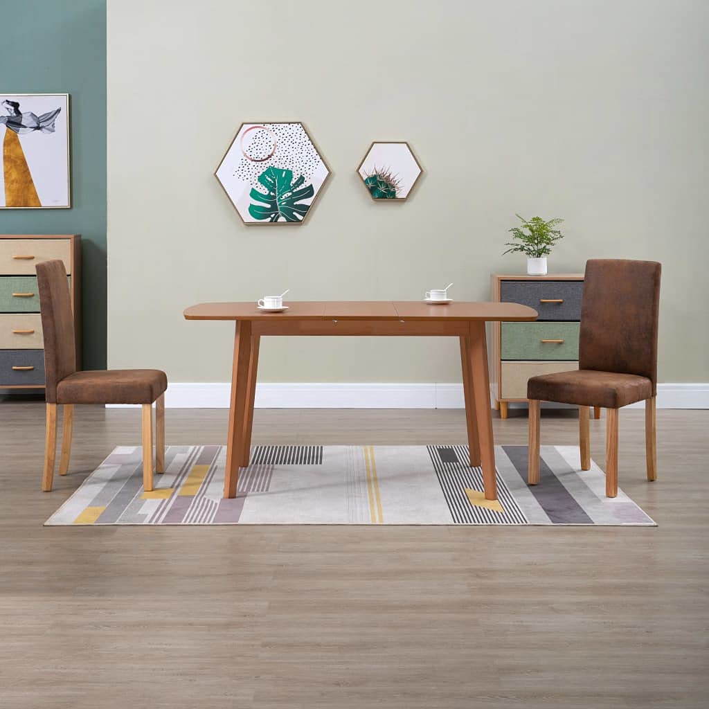 vidaXL Dining Chairs - Set of 2, Modern Design, Brown Faux Suede Leather Upholstery, Strong Wooden Frame for Stability and Durability, Easy Assembly