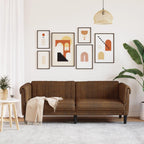 vidaXL Brown Velvet 3-Seater Sofa - Upholstered Couch with Sturdy Legs for Living Room, Modern Furniture Spacious Comfort