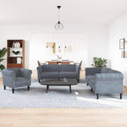vidaXL 3 Piece Sofa Set - Dark Gray Velvet, Modern Living Room Furniture with Armchair, 2-Seater & 3-Seater Sofas