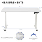 Vivo Electric 55 X 24 Inch Stand Up Desk, Complete Height Adjustable Standing Home & Office Workstation With Memory Controller, White Top, White Frame, Desk-E155Tw