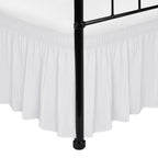 Biscaynebay Wrap Around Bed Skirts With Split Corners For Queen Beds 17' Drop, White Elastic Dust Ruffles Easy Fit Wrinkle & Fade Resistant Silky Luxurious Fabric Solid Machine Washable