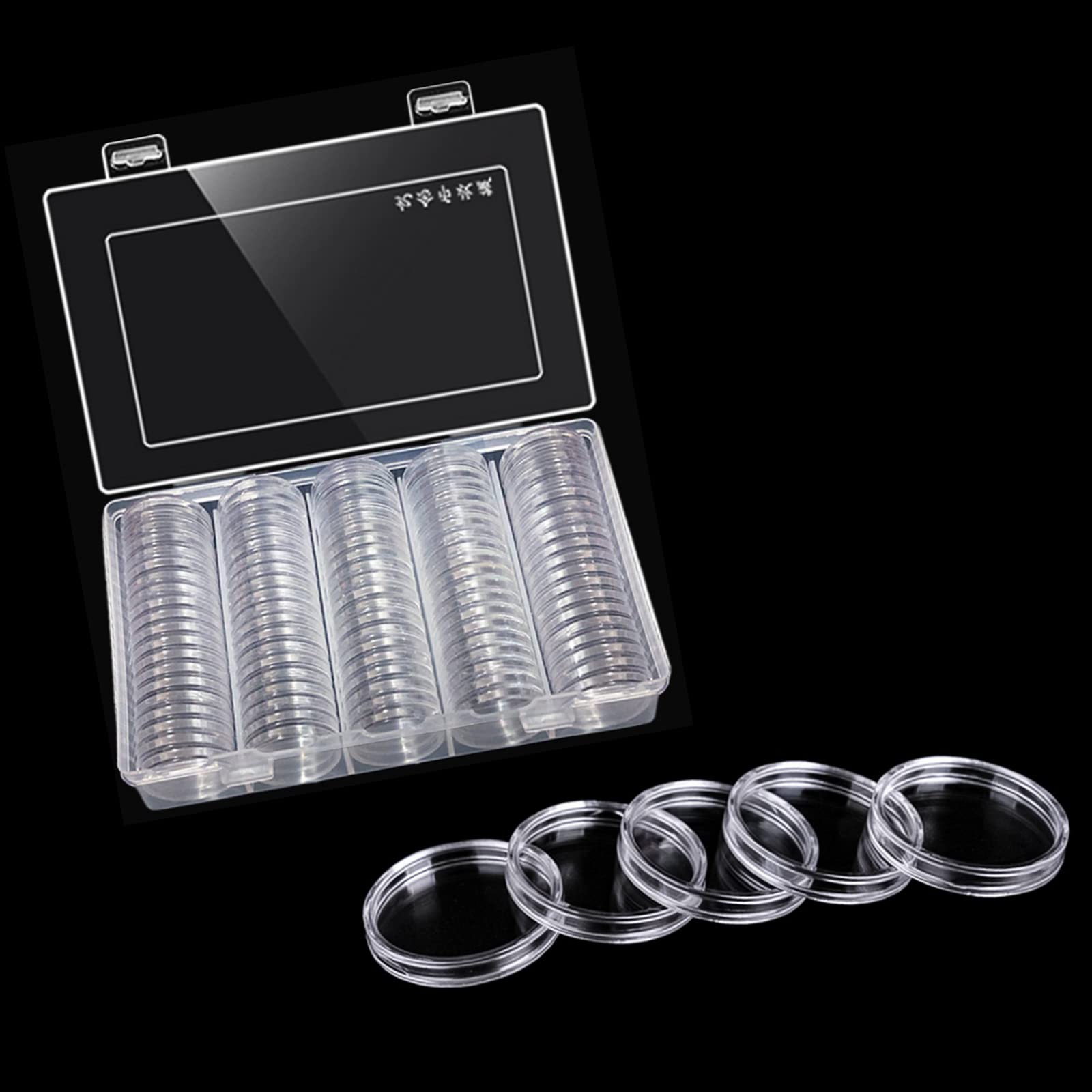 Mudor 25 Mm Coin Holder For Quarter, 100 Pieces Coin Capsules With Case, Coin Storage Case Box For Coin Collection, Coin Collect