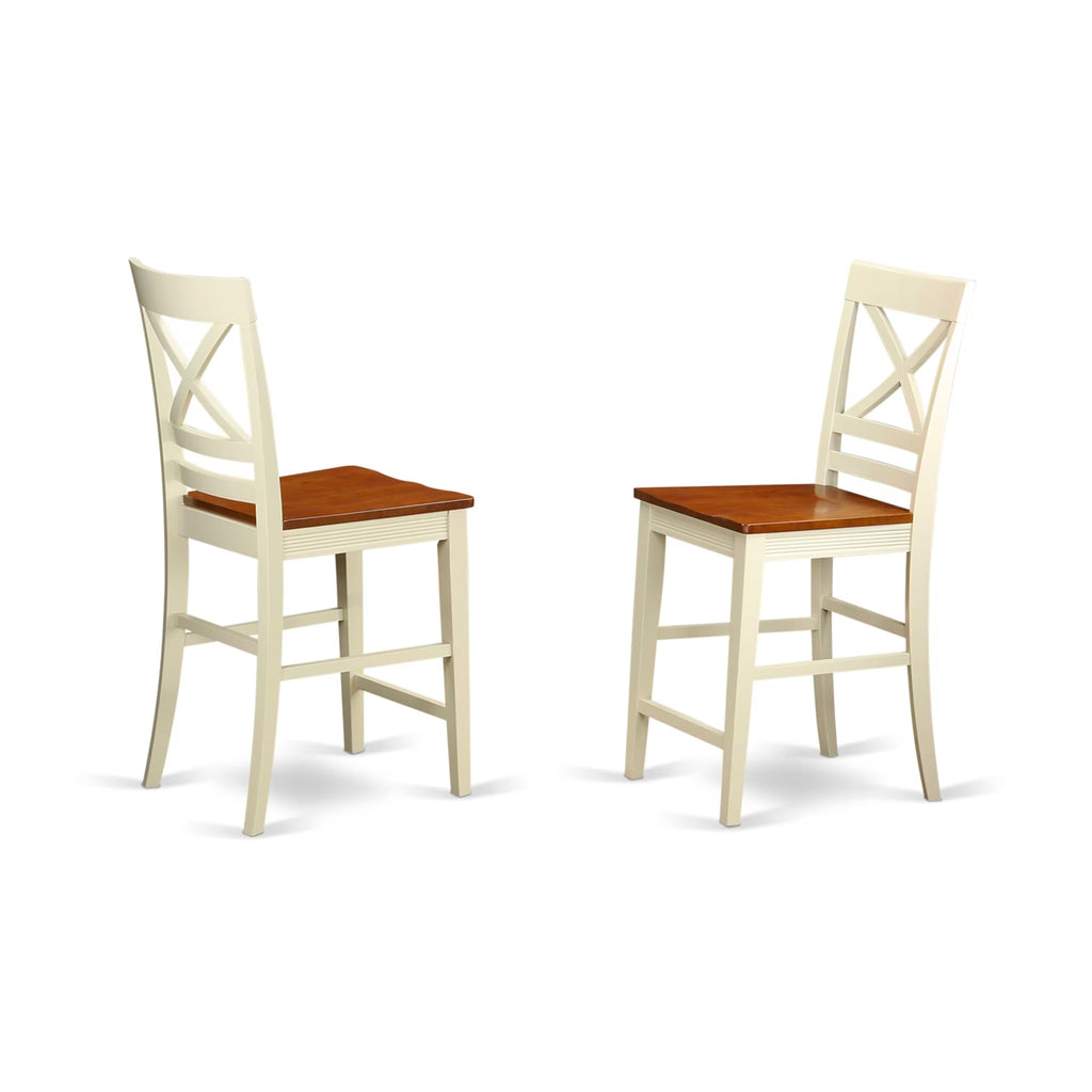 East West Furniture DOQU5-WHI-W 5 Piece Dining Room Table Set Includes a Rectangle Kitchen Table with Butterfly Leaf and 4 Dining Chairs, 42x78 Inch, Buttermilk & Cherry