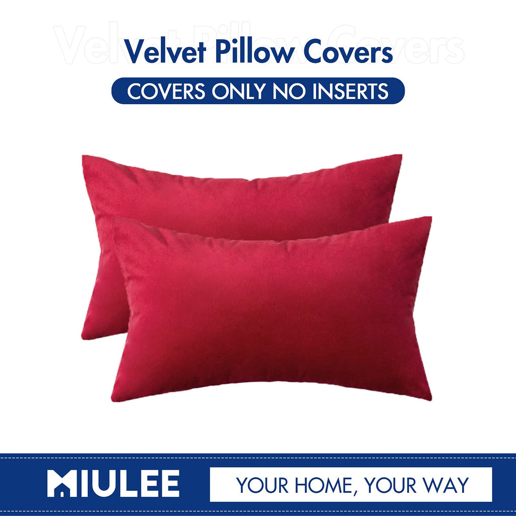 Miulee Pack Of 2 Velvet Pillow Covers Decorative Square Pillowcase Soft Solid Christmas Cushion Case For Decor Sofa Bedroom Car