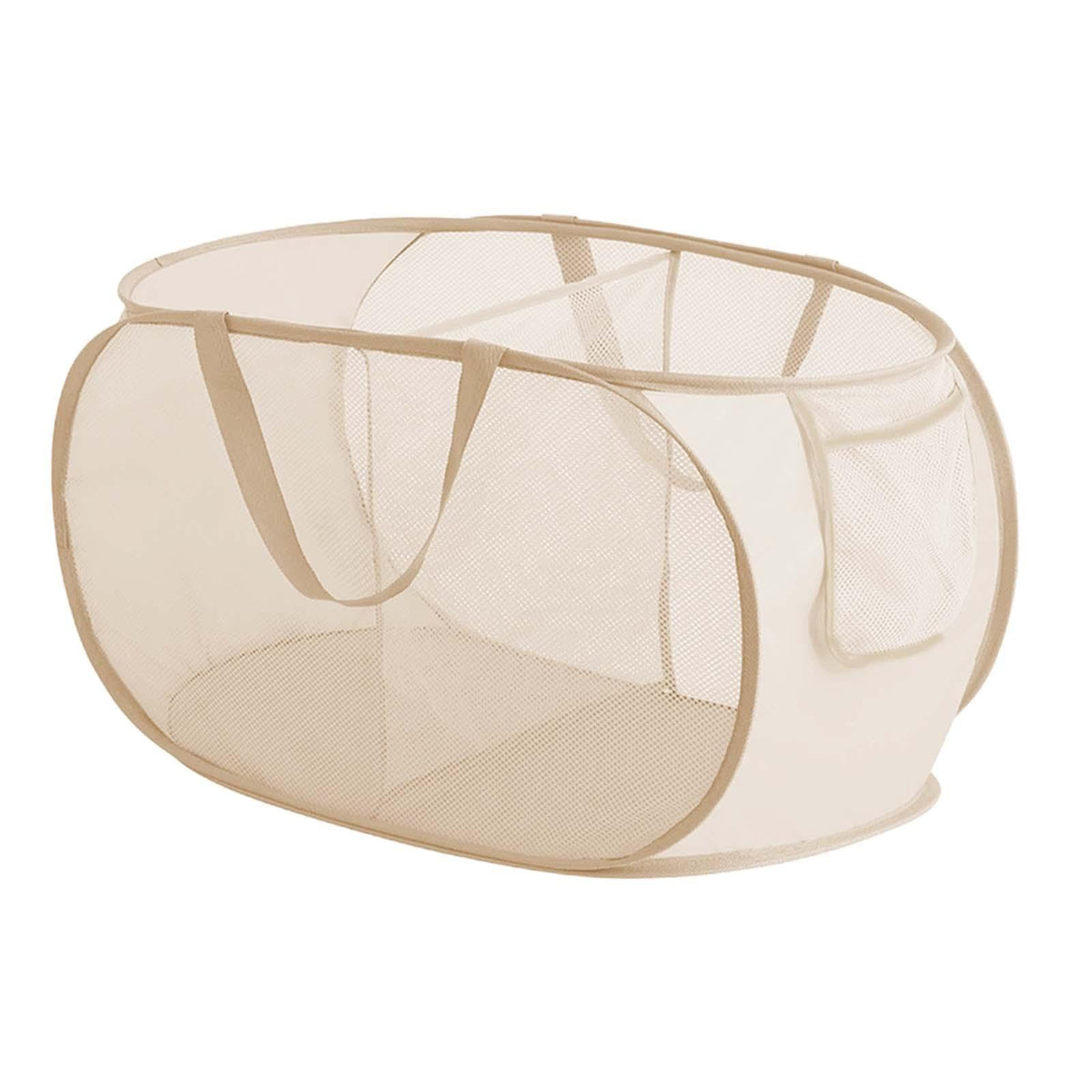 Enakshi Foldable Laundry Basket Mesh Dirty Clothes Hamper for Dorm Bedroom Underwear 2 Grids Beige|Home & Garden | Household Sup