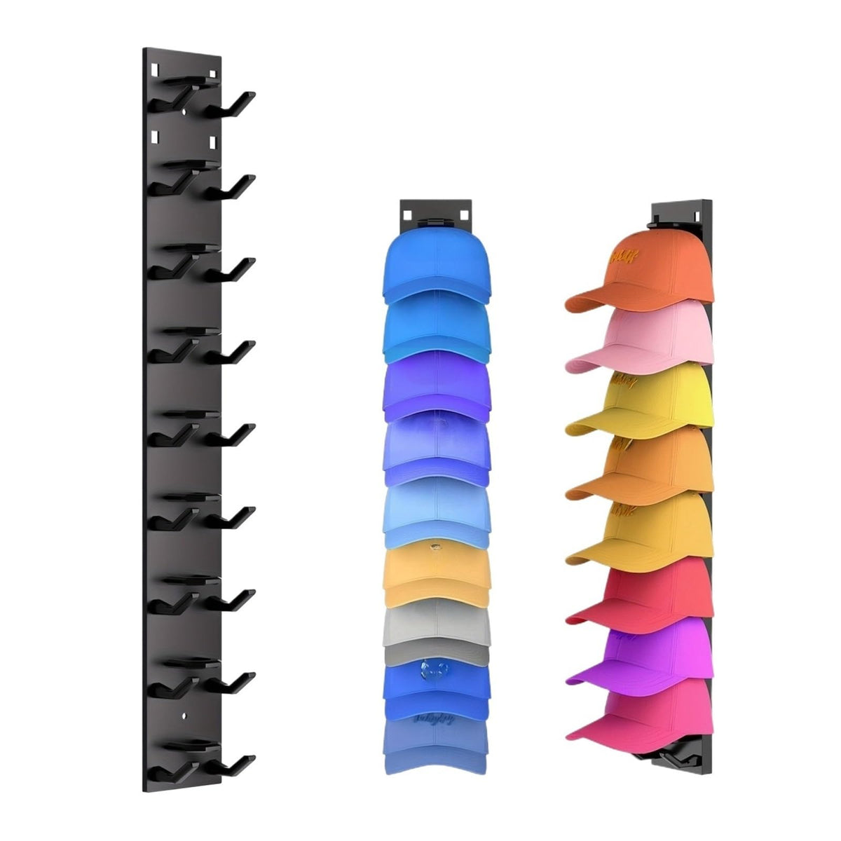 KZENMKL Strong Adhesive Baseball Cap Storage Rack | MultiLayer Hat Display Shelf for 9/18 Caps, for Wardrobe Door and Bedroom(B