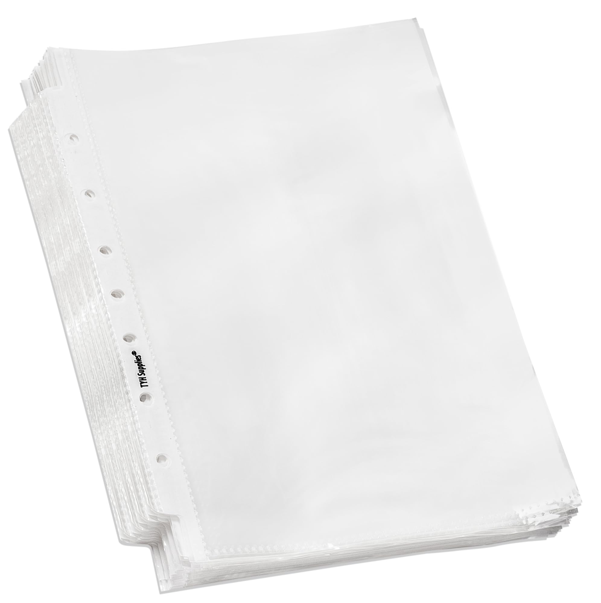 Tyh Supplies 100 Pack Mini Sheet Protectors For Binder | 5.5 X 8.5 Inch | Clear Glossy Standard 7 Hole Plastic Half Page Protect