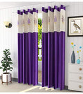 Rensum Polyester Eyelet 7Ft Curtain for Door Set of 2 | Net Patch Curtain Drapes for Living Room Bedroom Kitchen Hall | Decorati
