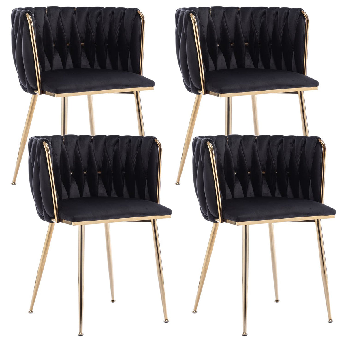 Kiztir Velvet Dining Chairs Set Of 4, Modern Dining Chair With Gold Metal Legs, Luxury Tufted Dining Chairs For Living Room, Bed