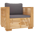 vidaXL Solid Wood Teak Patio Sofa Chair with Dark Gray Cushions - Easy Assembly, Weather-Resistant Outdoor Furniture
