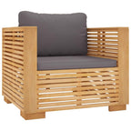 vidaXL Solid Wood Teak Patio Sofa Chair with Dark Gray Cushions - Easy Assembly, Weather-Resistant Outdoor Furniture
