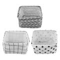 Hopzab 3 Pcs Cotton Linen Storage Baskets Collapsible Rectangular Small Organizer Boxes Waterproof Handles Storage Bin For Toys 