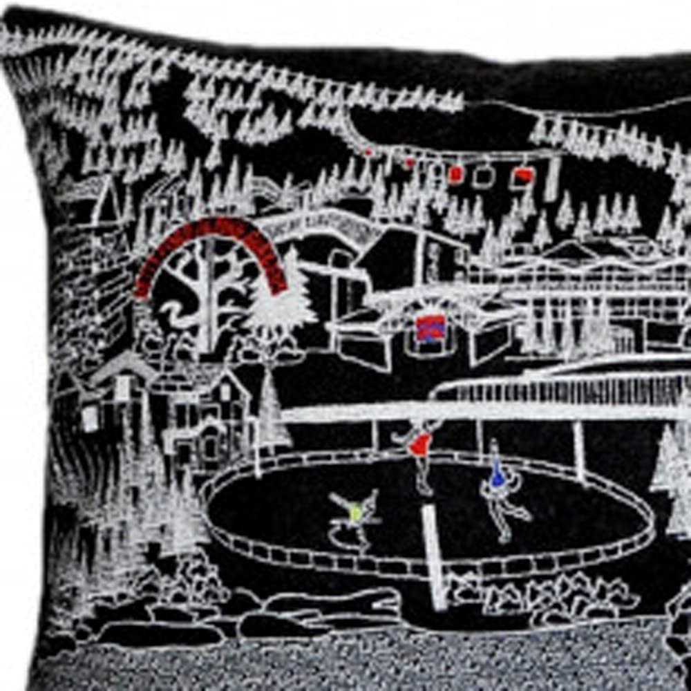 HomeRoots Grey 45' BlackVail Nighttime Skyline Lumbar Decorative Pillow