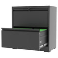 Flixelio File Cabinets 2 Drawer,Metal Office Storage Filing Cabinet With Lock,Black Lateral Filing Cabinet For Home Office,Horiz