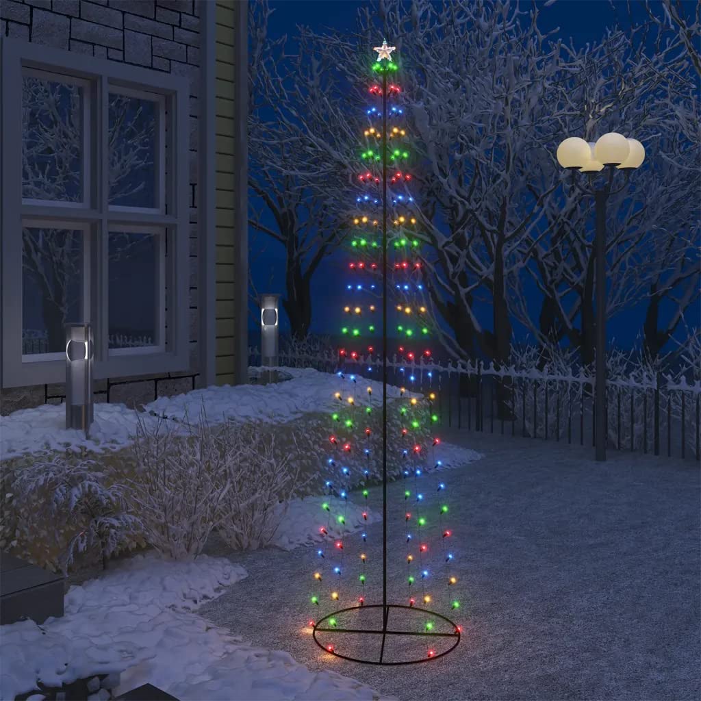Vidaxl Christmas Cone Tree Colorful 136 Leds Decoration 27.6&quot;X94.5&quot;