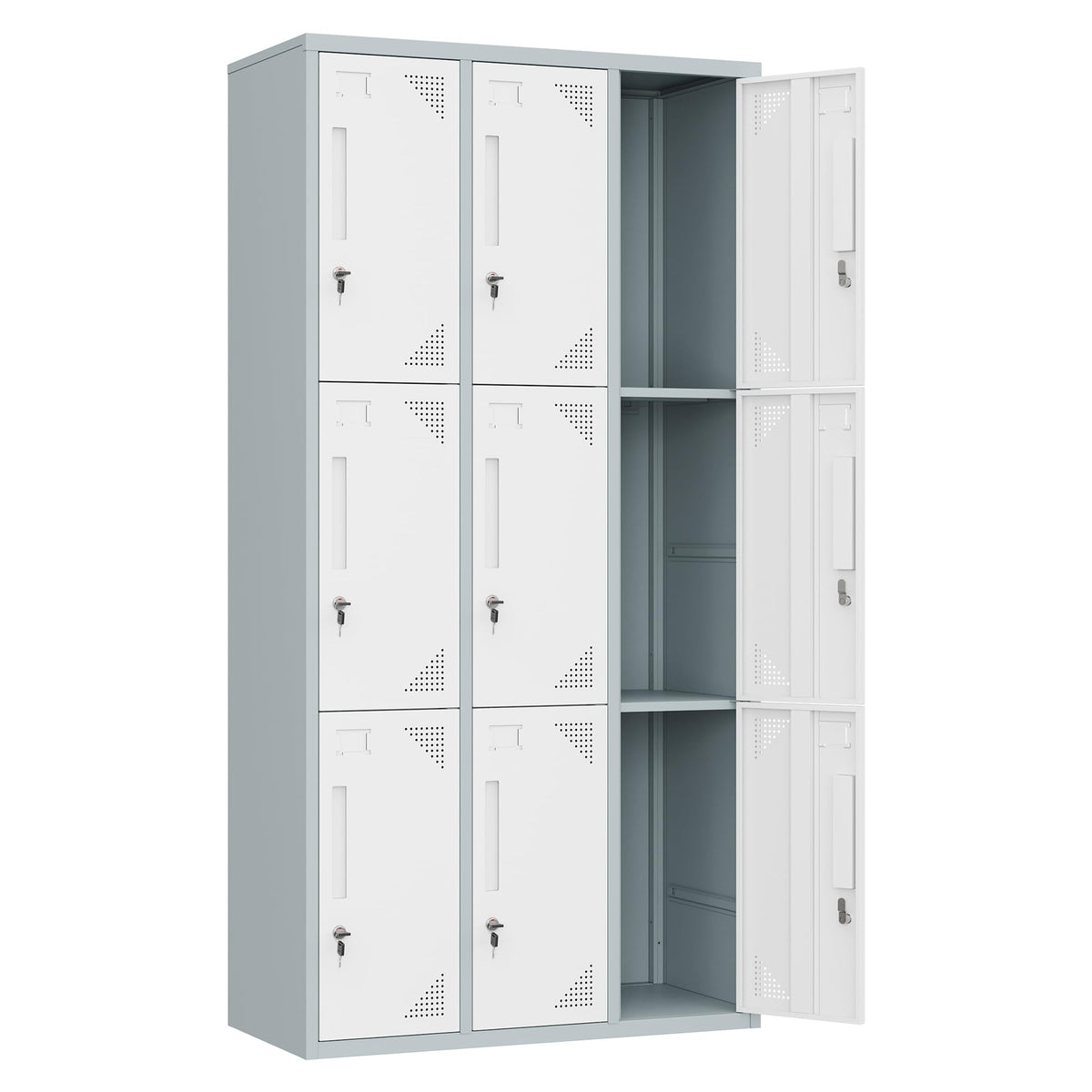Anxxsu Metal Locker With 9 Doors Employees Locker, Metal Storage Locker With Hooks, 71' Storage Cabinet Lockers For Employees,