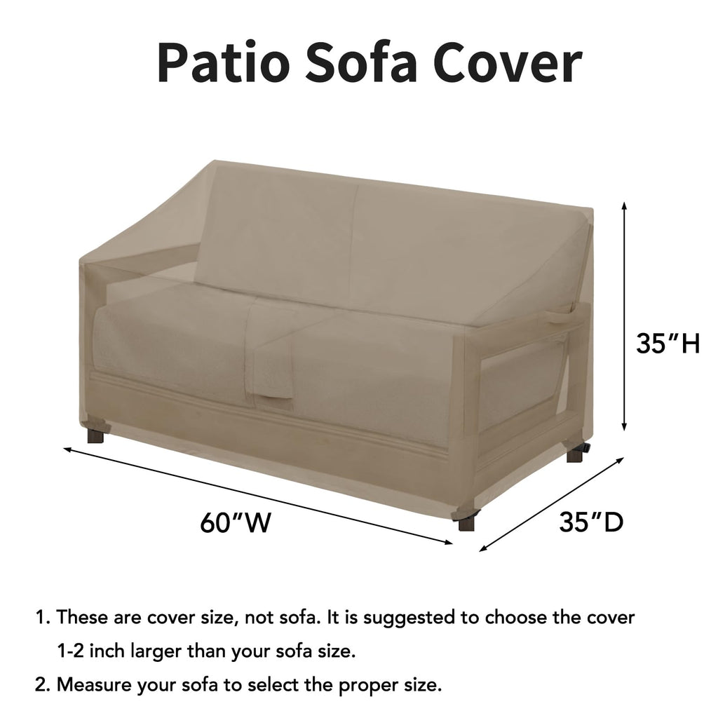 Easy-Going Waterproof Patio Sofa Cover Uv Resistant Outdoor Loveseat Cover Durable Patio Bench Cover Weatherproof Lawn Patio Furniture Cover (60Wx35Dx35H Inch, Camel)