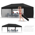 10x20 Pop Up Canopy with 4 Sidewalls - Heavy Duty Outdoor Canopy Tent with Portable Roller Bag - 3 Adjustable Height, 4 Weight B