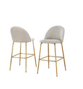 Best Quality Furniture Upholstered Barstool, Set Of 2, Cream/Gold