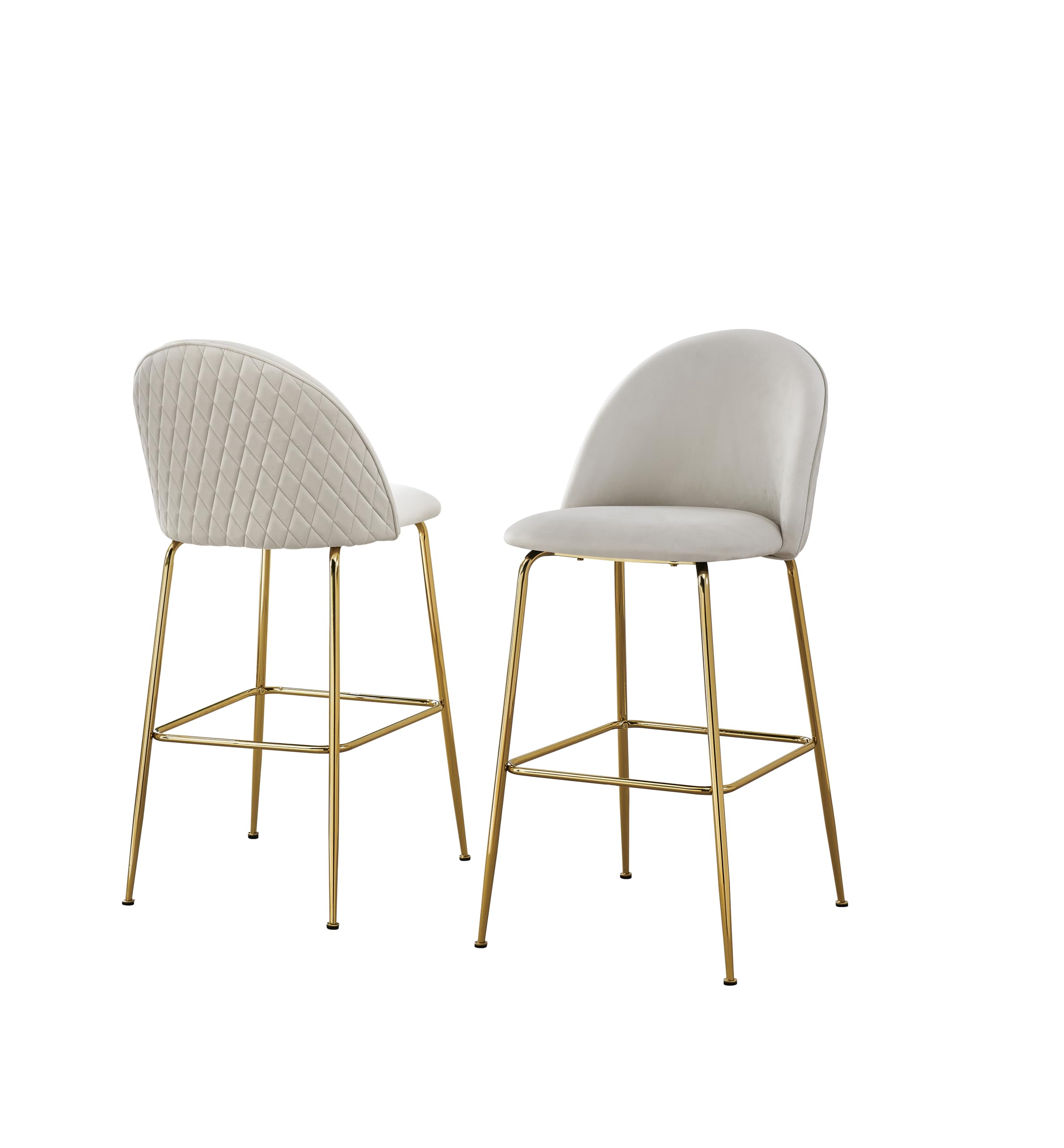 Best Quality Furniture Upholstered Barstool, Set Of 2, Cream/Gold
