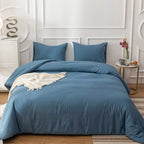 CLOTHKNOW Lake Blue Comforter Set California King 3Pcs Blue Bedding Comforter Sets Dusty Blue Comforter Soft Grayish Blue Comfor