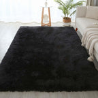 Kchowua 5X8 Rug For Living Room Black Fluffy Rugs For Bedroom Aesthetic Plush Machine Washable Rug For Dorm Soft Shag Area Rugs