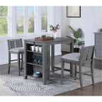 LILOLA LIVING Graham 3-Piece Gray Finish Small Space Counter Height Dining Table with Shelves and 2 Chairs