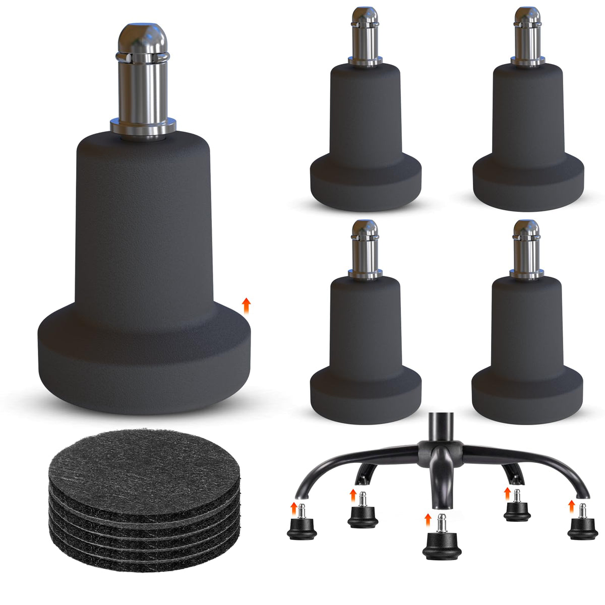 Bell Glide Replacements Office Chair, Caster Wheels And Glides Stopper, Casters Replacement Feet With Separate Self Adhesive Fel