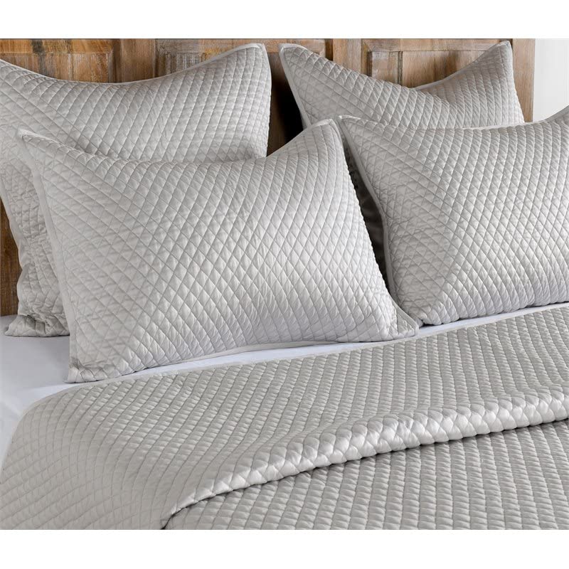 Kosas Home Winthrop 26X26 Diamond Matte Poly Sateen Fabric Euro Sham In Gray