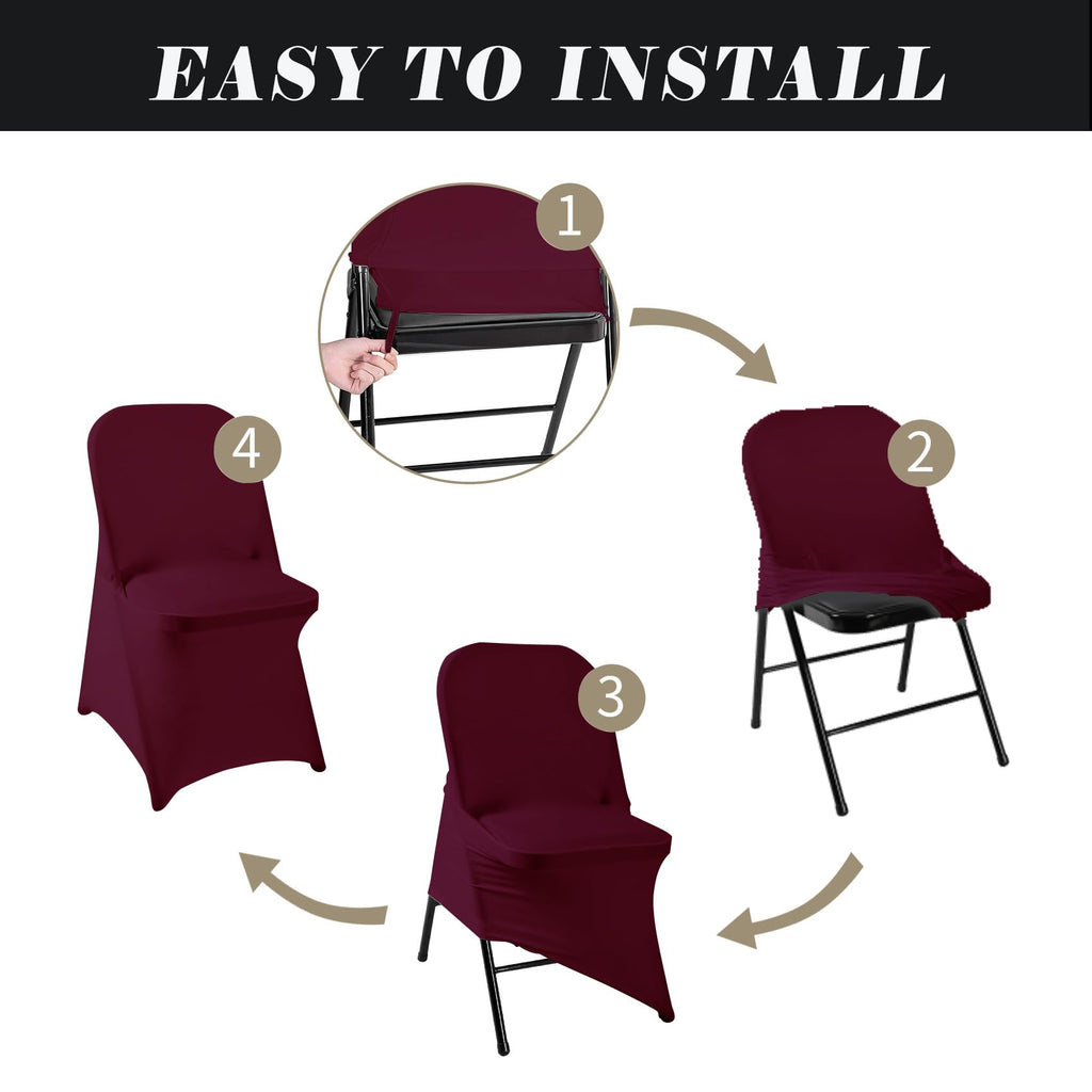 Eccwai 36 Pcs Waterproof Stretch Spandex Folding Chair Covers, Dining Room Chair Slipcovers Protector For Wedding, Banquet, Part