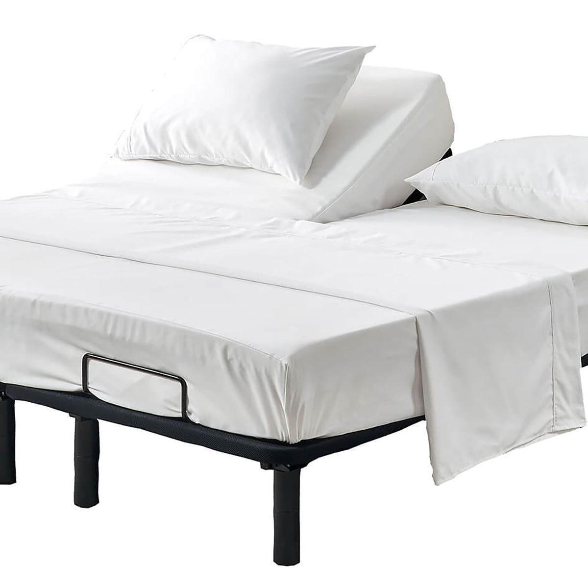 Kingnex 32-34 Split Top King Sheets Sets For Adjustable Bed With Straps Soft 1800 Microfiber Breathable 4 Pcs Flex Head King Bed